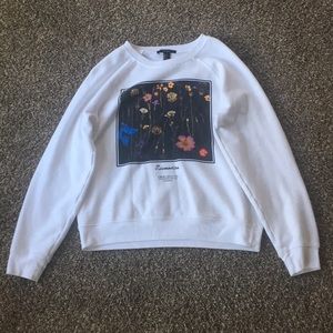 White crewneck sweatshirt with flowers